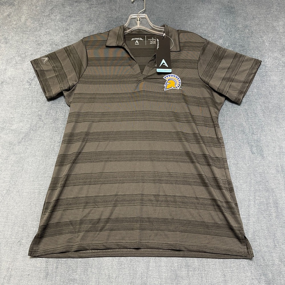 Antigua San Jose State Spartans Polo Shirt Womens Large Gray Logo Football Team